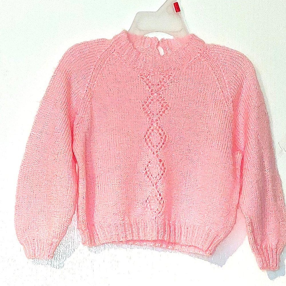 Vtg Handmade Light Knit Toddler Sweater size 2